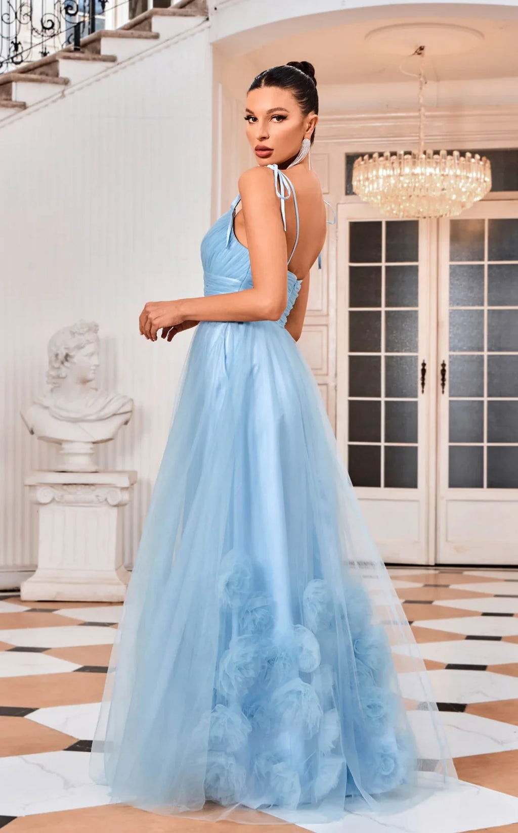 Sweetheart A-Line Gown with Floral Appliques & Sweep Train